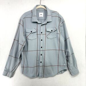 Katin Shirt Men L Blue Plaid Flannel Long Sleeve 100% Cotton Coastal Surf Soft